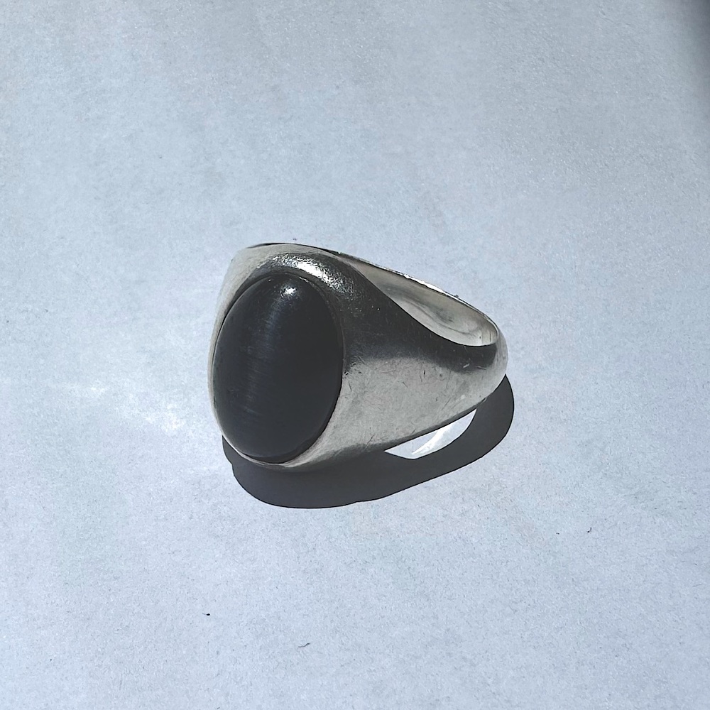size 21 German ,Black jade silver ring